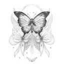 Butterfly wing with Melanie Martinez lyrics incorporated in dotwork style tattoo design idea