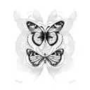 Butterfly wing with Melanie Martinez lyrics incorporated in dotwork style tattoo design idea