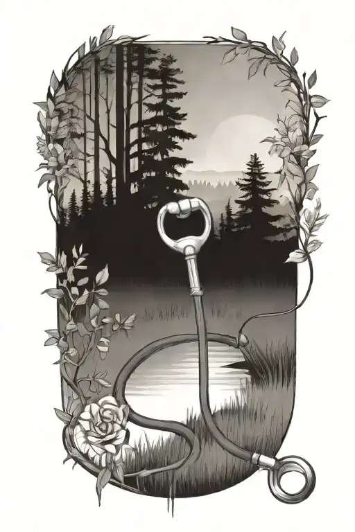 A tattoo of a serene forest scene with a stethoscope intertwined to symbolize your passion for nature and nursing tattoo design idea