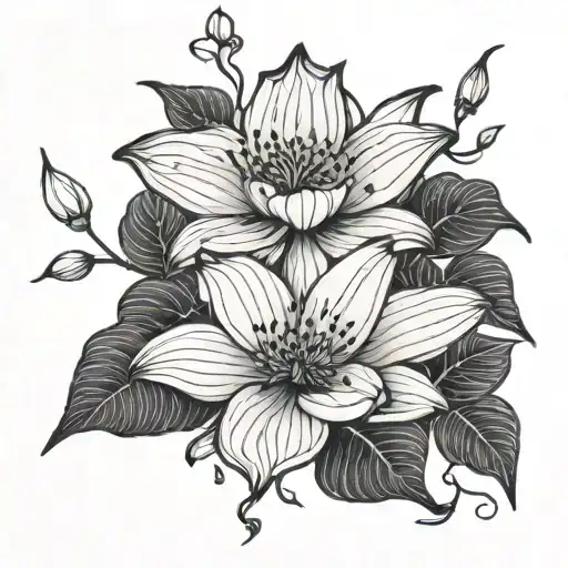 vine lilys and lotus flower tattoo design idea