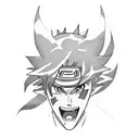 Create a dotwork tattoo featuring characters from Naruto and Hunter x Hunter in an epic battle tattoo design idea