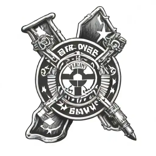 Incorporate a BMW logo into a military-themed design, symbolizing both your love for your car and your dedication to the army tattoo design idea