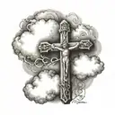 3 crosses and clouds surrounding tattoo design idea