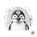 A penguin with the scratched number 7 tattoo design idea