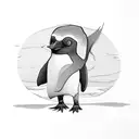 A penguin with the scratched number 7 tattoo design idea