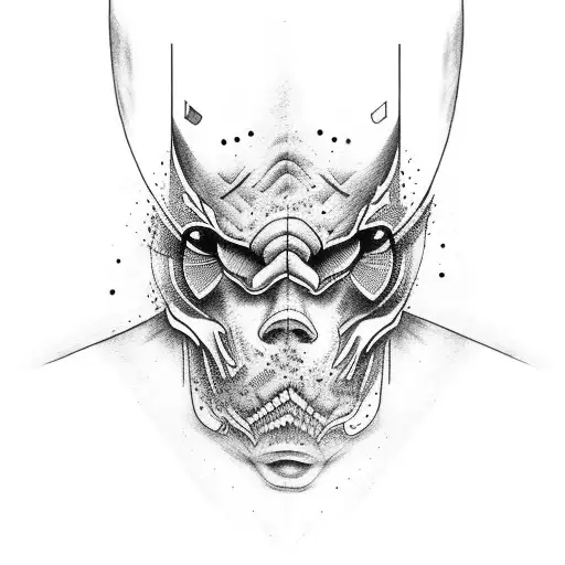 basketball sleeve combined with ski mask and gang signs tattoo design idea