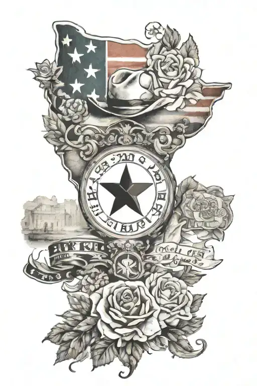 Texas theme sleeve tattoo design idea