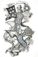 Texas theme sleeve tattoo design idea