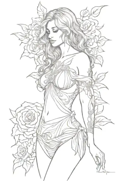 full body Aphrodite realistic sexy girl shoulder tattoo tattoo design idea