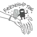 text: "Friendship is strong" on the wrist in space style with cartoon characters  Adventure Time  Adventure time tattoo design idea
