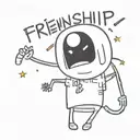 text: "Friendship is strong" on the wrist in space style with cartoon characters  Adventure Time  Adventure time tattoo design idea