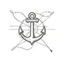 A minimalist design of an anchor with a subtle propeller incorporated into the design, showcasing the client's love for the sea and sailing tattoo design idea