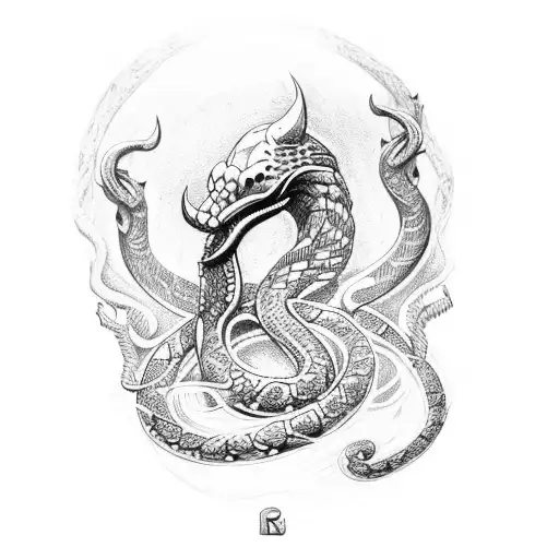 flèche avec serpent et runes vikings tattoo design idea