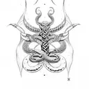 flèche avec serpent et runes vikings tattoo design idea