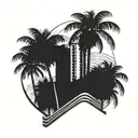 4 bended to the left tall palms in gta vice city style  tattoo design idea