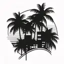 4 bended to the left tall palms in gta vice city style  tattoo design idea