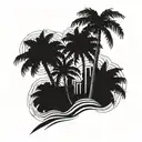 4 bended to the left tall palms in gta vice city style  tattoo design idea