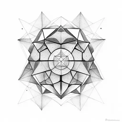 a black geometry representing eternity and ambition and objects embedded in the geometry tattoo design idea