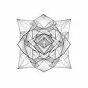 a black geometry representing eternity and ambition and objects and writings embedded in the geometry tattoo design idea