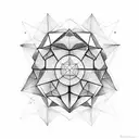 a black geometry representing eternity and ambition and objects embedded in the geometry tattoo design idea