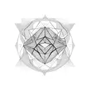 a black geometry representing eternity and ambition and objects embedded in the geometry tattoo design idea