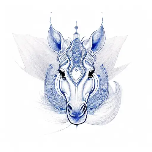 blue and white horseshoe  tattoo design idea