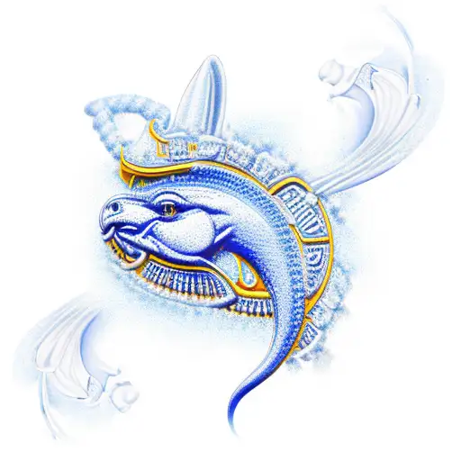 blue and white horseshoe  tattoo design idea