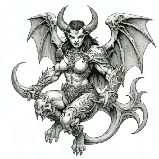 Taurus 1993 female gargoyle warrior with her tattoo design idea