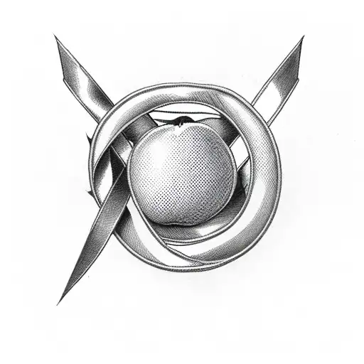 breast cancer ribbon with apple and ruler  tattoo design idea