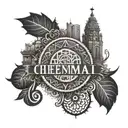 Create a tattoo featuring an ambigram with the words "Chennai" and "Madras", with cityscapes in a mandala design tattoo design idea