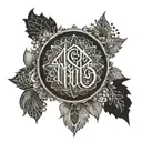 Create a tattoo featuring an ambigram with the words "Chennai" and "Madras", with cityscapes in a mandala design tattoo design idea