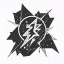 simple line drawing of lightning bolt and stars in astral design tattoo design idea