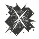 simple line drawing of lightning bolt and stars in astral design tattoo design idea