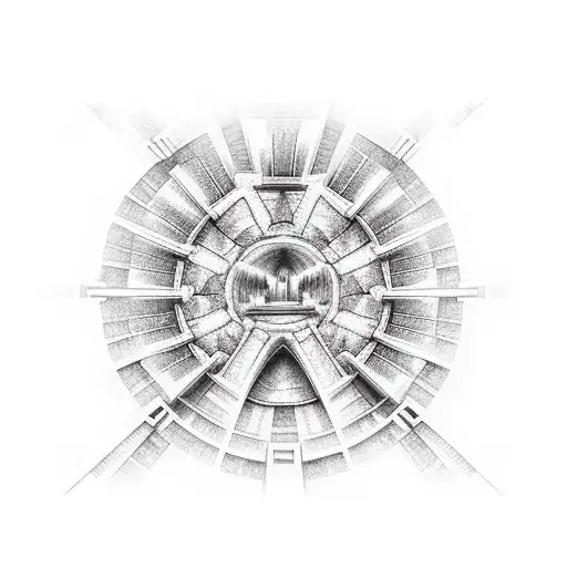 heaven gates open with stairs with god at the top tattoo design idea