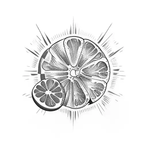 2D primitive lemon slice tattoo design idea