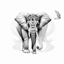 elephant and owl  tattoo design idea