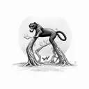 Panther climbing up a tree tattoo design idea