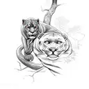 Panther climbing up a tree tattoo design idea