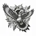 bird flying in the sky feathers falling tattoo design idea
