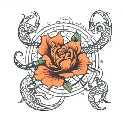 with birth date July 18 zodiac sign scorpion and om symbol  tattoo design idea