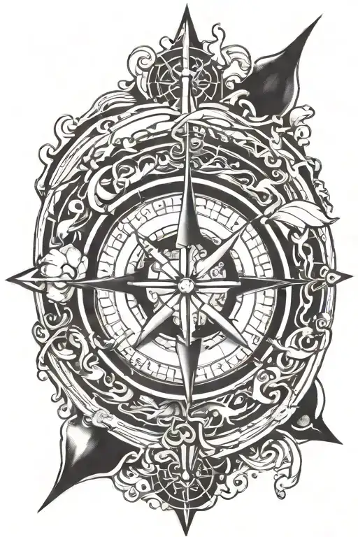 sound da vinci compass tattoo design idea