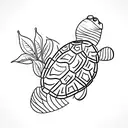 A minimalist tattoo of a turtle with a camera lens as its shell, representing your passion for nature and photography. tattoo design idea