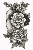 waxing gibbous moon phase with february birth flower tattoo design idea