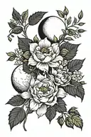 waxing gibbous moon phase with february birth flower  tattoo design idea