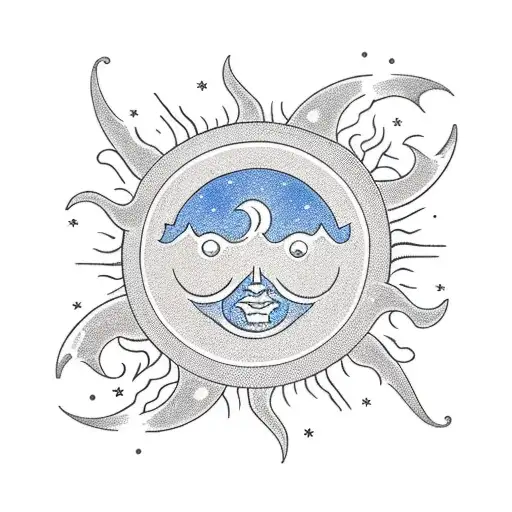 A sun and ocean waves forming the silhouette of a marketing professional tattoo design idea