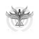 A phoenix flying over a shooting range with African Zulu Queen warriors tattoo design idea