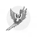 A phoenix flying over a shooting range with African Zulu Queen warriors tattoo design idea