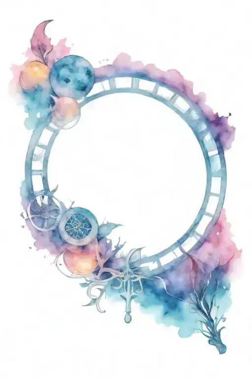 triple moon phase + skeleton key + fire brand tattoo design idea