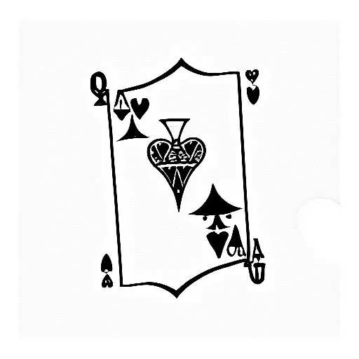 Queen of hearts card with the 6 of spades in the diamond tattoo design idea