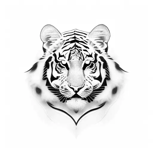 full black tiger with white stripes tattoo design idea